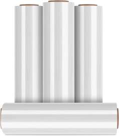 PLASTIC PRINCE 18" x 1500 ft 80 Gauge 4 Rolls Pallet Hand Shrink Wrap Stretch Wrap High Quality 4 Pack