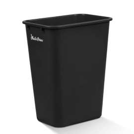 PLASTIC PRINCE 10 Gallon Trash Can Black Waste Basket for Kitchen Bathroom Office Garbage Can Fits Under Desk Cabinet Sink, Plastic Rectangular
