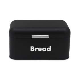 Plexon Black Bread Box for Kitchen Countertop with Lid, Metal Bread Storage Container Bin 11.8" x 7" x 6.3"
