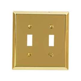Amerelle 163TTBR Wallplate, 4-15/16 in L, 4-9/16 in W, 2 -Gang, Steel, Polished Brass