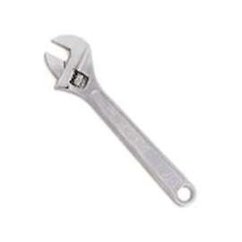 STANLEY 87-471 Adjustable Wrench, 10 in OAL, 1-2/11 in Jaw, Steel, Chrome, Plain-Grip Handle