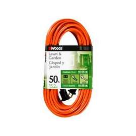 Woods 0723 Extension Cord, 16 AWG Cable, 50 ft L, 13 A, 125 V, Orange
