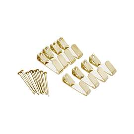 ProSource PH-122306-PS Picture Hanger, 30 lb, Steel, Polished Brass, Brass, Nail-In Mounting