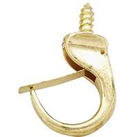 ProSource PH-122242-PS Cup Hook, 17/32 in Thread, 46 mm L, Zinc Alloy, Polished Brass