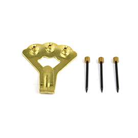 ProSource PH-122274-PS Picture Hanger, 75 lb, Steel, Polished Brass, Brass, Nail-In Mounting
