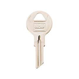 HY-KO 11010B1 Key Blank, Brass, Nickel, For: Briggs and Stratton Cabinet, House Locks and Padlocks