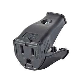 Leviton 000-3W102-00E Cord Connector, 2 -Pole, 15 A, 125 V, Black