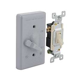 HUBBELL 5141-5 Toggle Cover, 4-39/64 in L, 2-53/64 in W, Metal, Gray, Powder-Coated