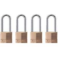 Master Lock 140QLH Padlock, Keyed Alike Key, 1/4 in Dia Shackle, Steel Shackle, Solid Brass Body, 1-9/16 in W Body