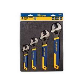 4-pc Adjustable Wrench Tray Sets, 6/8/10/12 in Adj Wrench, Tray