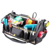 CLC Tool Works Series 1579 Open Top Tool Bag, 11 in W, 11 in D, 20 in H, 27-Pocket, Polyester, Black