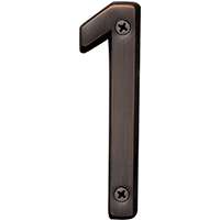 HY-KO Prestige Series BR-42OWB/1 House Number, Character: 1, 4 in H Character, Bronze Character, Solid Brass