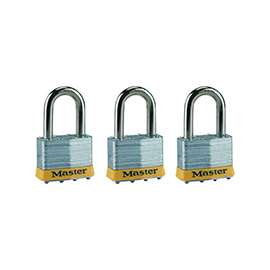 Master Lock 5TRILFPF Padlock, Keyed Alike Key, 3/8 in Dia Shackle, 1-1/2 in H Shackle, Boron Alloy Shackle, Steel Body
