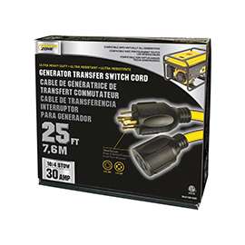 PowerZone Electrical Cord, 10 AWG Cable, 25 ft L, 30 A, Yellow