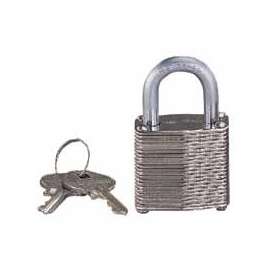 ProSource Padlock, 2 Key, Standard Shackle, 3/16 (4.8) in (mm) Dia Shackle, Steel Shackle, Laminated/Nickel