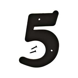 HY-KO 30200 Series 30205 House Number, Character: 5, 6 in H Character, Black Character, Plastic