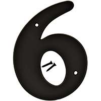 HY-KO 30200 Series 30206 House Number, Character: 6, 6 in H Character, Black Character, Plastic