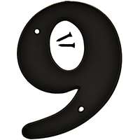 HY-KO 30200 Series 30209 House Number, Character: 9, 6 in H Character, Black Character, Plastic