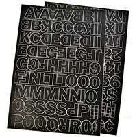 HY-KO 30033 Die-Cut Number and Letter Set, 1 in H Character, Black Character, Black Background, Vinyl