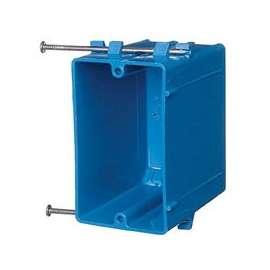 Carlon B122A-UPC Outlet Box, 1 -Gang, PVC, Blue, Nail Mounting