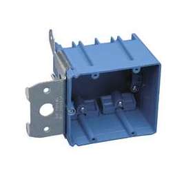 Carlon B234ADJ Outlet Box, 2 -Gang, PVC, Blue, Bracket Mounting