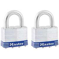 Master Lock 5T Padlock, Keyed Alike Key, 3/8 in Dia Shackle, 1 in H Shackle, Boron Alloy Shackle, Steel Body, Laminated