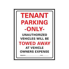 HY-KO 701 Parking Sign, Rectangular, Black/Red Legend, White Background, Plastic, 15 in W x 19 in H Dimensions