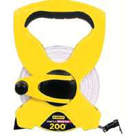 STANLEY 34-793 Measuring Tape, 200 ft L Blade, 1/2 in W Blade, Fiberglass Blade, ABS Case, Black/Yellow Case