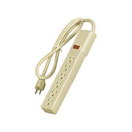 Eaton Cooper Wiring 1136V Power Strip, 14/3 AWG Cable, 3 ft L Cable, 6 -Socket, 15 A, 125 V, Ivory