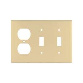 Eaton Wiring Devices 2158V-BOX Combination Wallplate, 4-1/2 in L, 6-3/8 in W, 3 -Gang, Thermoset, Ivory
