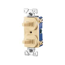 Eaton Wiring Devices 275V-BOX Combination Toggle Switch, 15 A, 120/277 V, Screw Terminal, Steel Housing Material