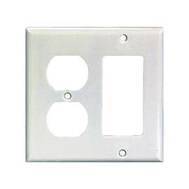 Eaton Wiring Devices 2157W-BOX Combination Wallplate, 4-1/2 in L, 4-9/16 in W, 2 -Gang, Thermoset, White