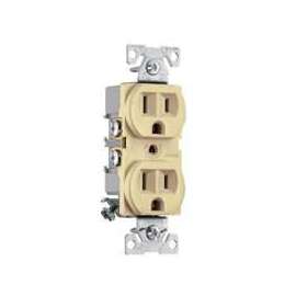 EATON BR15V-SP Duplex Receptacle, 2 -Pole, 15 A, 125 V, Back, Side Wiring, NEMA: 5-15R, Ivory