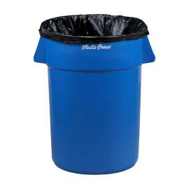 PLASTIC PRINCE 44 Gallon Round Trash Can Garbage Can Blue Waste Container for Home Garage Restaurants Warehouses