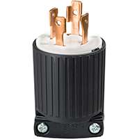 Eaton Wiring Devices L1430P Electrical Plug, 3 -Pole, 30 A, 125/250 V, NEMA: NEMA L14-30, Black/White
