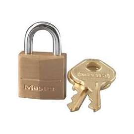 Master Lock 120D Padlock, Keyed Different Key, 5/32 in Dia Shackle, Steel Shackle, Solid Brass Body, 3/4 in W Body