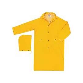Classic Rain Coat, Detachable Hood, 0.35 mm PVC/Poly, Yellow, 49 in 3X-Large
