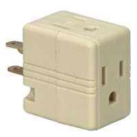 Eaton Wiring Devices BP1482V Outlet Adapter, 2 -Pole, 15 A, 125 V, 3 -Outlet, NEMA: NEMA 5-15R, White