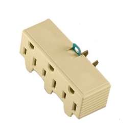 Eaton Wiring Devices 1219V-BOX Outlet Adapter with Grounding Lug, 2 -Pole, 15 A, 125 V, 3 -Outlet, Ivory