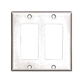 EATON 2152W-BOX Wallplate, 4-1/2 in L, 4.56 in W, 2 -Gang, Thermoset, White, High-Gloss