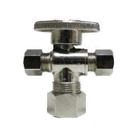 Plumb Pak PP20115LF Stop Valve, 5/8 x 3/8 x 3/8 in Compression, Brass, Chrome