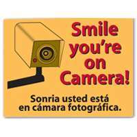 Centurion SIGN SMILE Shoplifting Sign, Rectangular, Smile you're On Camera!, Red Legend, Yellow Background