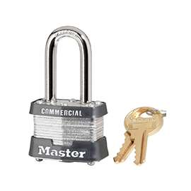 Master Lock 3KALF3210 Keyed Padlock, 1-9/16 in W x 1-9/16 in H Body, 1-1/2 in H Shackle, Steel