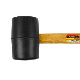 1lb(0.45kg) Solid Black Rubber Head Rubber mallet with Wooden Handle