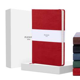 Plexon Dotted Journal Notebook, Notebook Journal 160 Pages, Dotted Notebook Medium 5.7 inches x 8 inches, 120 GSM Thick Paper, Red, Hardcover, Gifts Box Included