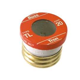 Bussman BP/TL-20 Time-Delay Plug Fuse, 20 A, 125 V, 10 kA IR