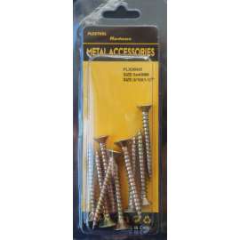 Plextool Gold Flat Head Phillips Wood/Chipboard Screws 3/16" x 1-9/16" - 5x40mm, 9pcs/PK, 24 PK/Box, Total 216pcs (PLX00645)
