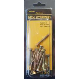 Plextool Gold Flat Head Phillips Wood/Chipboard Screws 1/8" x 1-3/16" - 4x30mm, 16pcs/PK, 24 PK/Box, Total 384pcs (PLX00643)