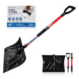PLEXON Snow Shovel for Driveway, Snow Shovel for Car, Lightweight for Snow Removal, Home Garage, 47" Ergonomic, Plastic with D-Grip Handle