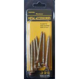 Plextool Wood Golden Tone Phillips, 3/16x2", 8pcs/PK, 24 PK/Box, Total 192pcs (PLX00770)